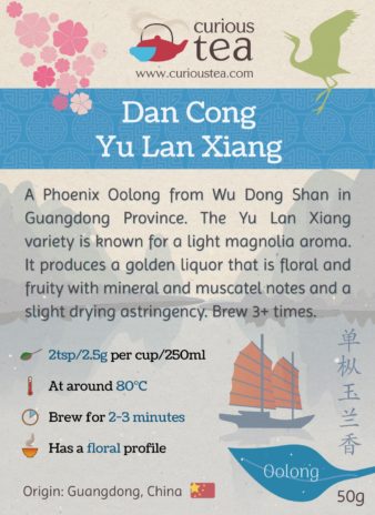 China Guandong Wu Dong Shan Phoenix Oolong Dan Cong Yu Lan Xiang Magnolia Fragrance Oolong Tea