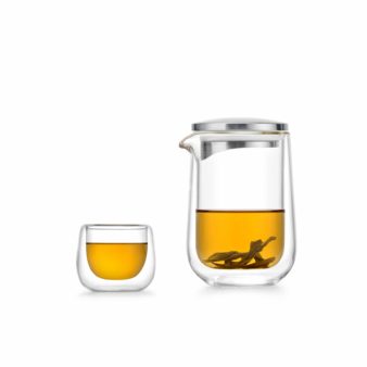 The Travel Tea Set - Glass Infuser with Steel Filter and Two Cups - Samadoyo L-005S