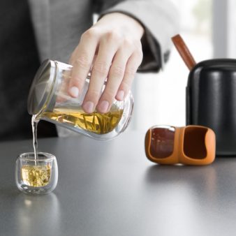 The Travel Tea Set - Glass Infuser with Steel Filter and Two Cups - Samadoyo L-005S