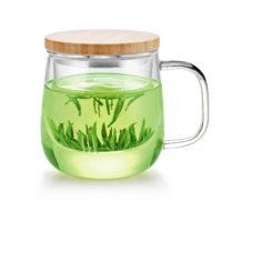 Glass Infuser Mug with Bamboo Lid 380ml - Samadoyo S-026A