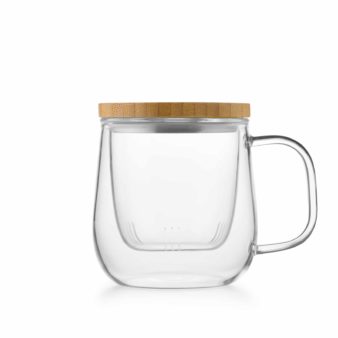 Glass Infuser Mug with Bamboo Lid 380ml - Samadoyo S-026A