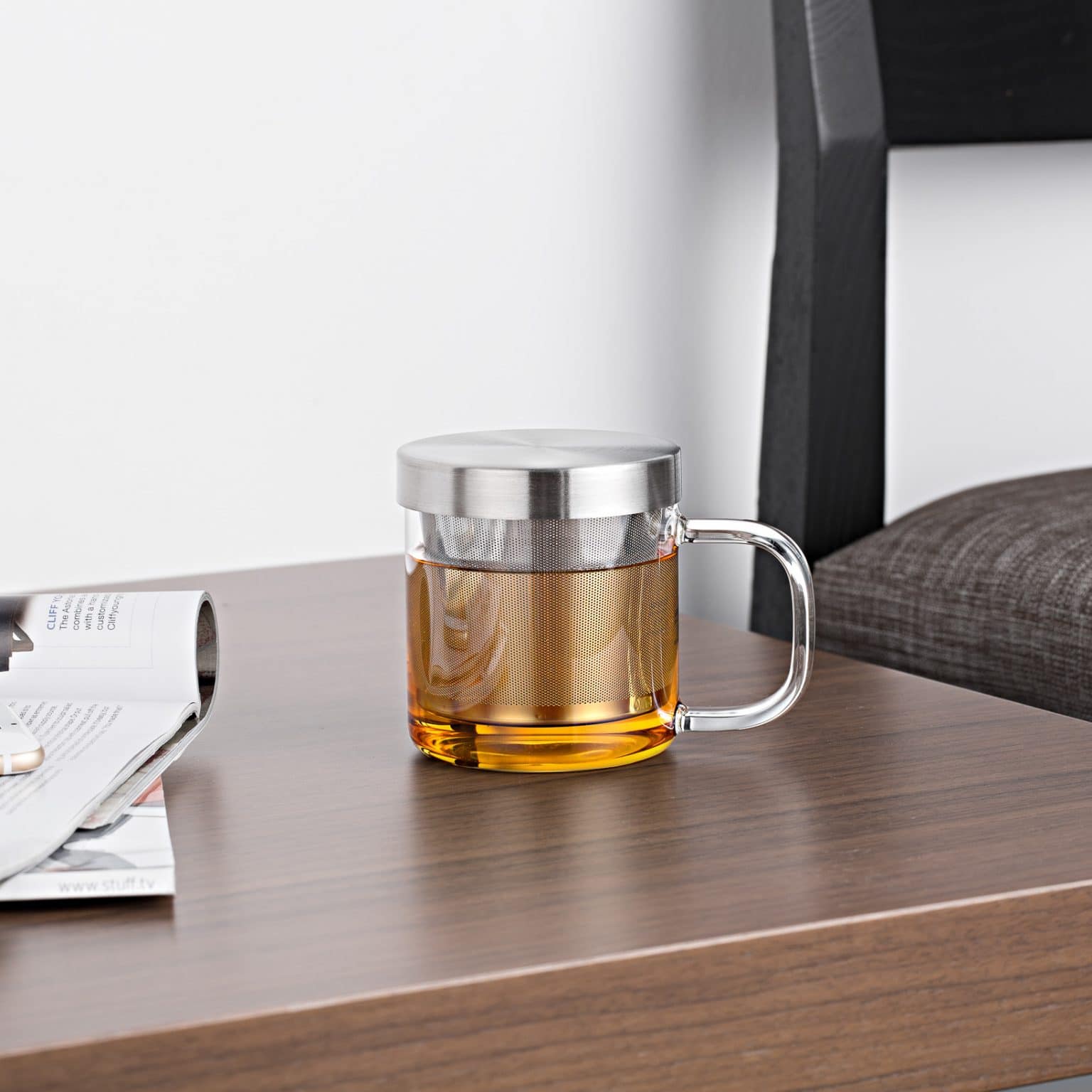 Samadoyo Glass Tea Infuser Mug 350ml Modern Teaware Curious Tea