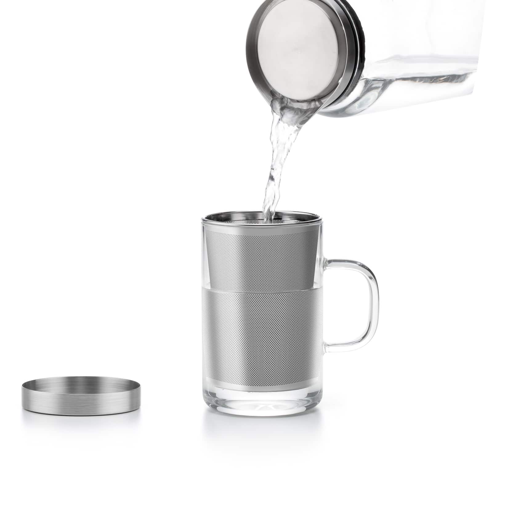 Double Wall Glass Tea Mug With Stainless Steel Tea Infuser & Bamboo Li –  PANDI