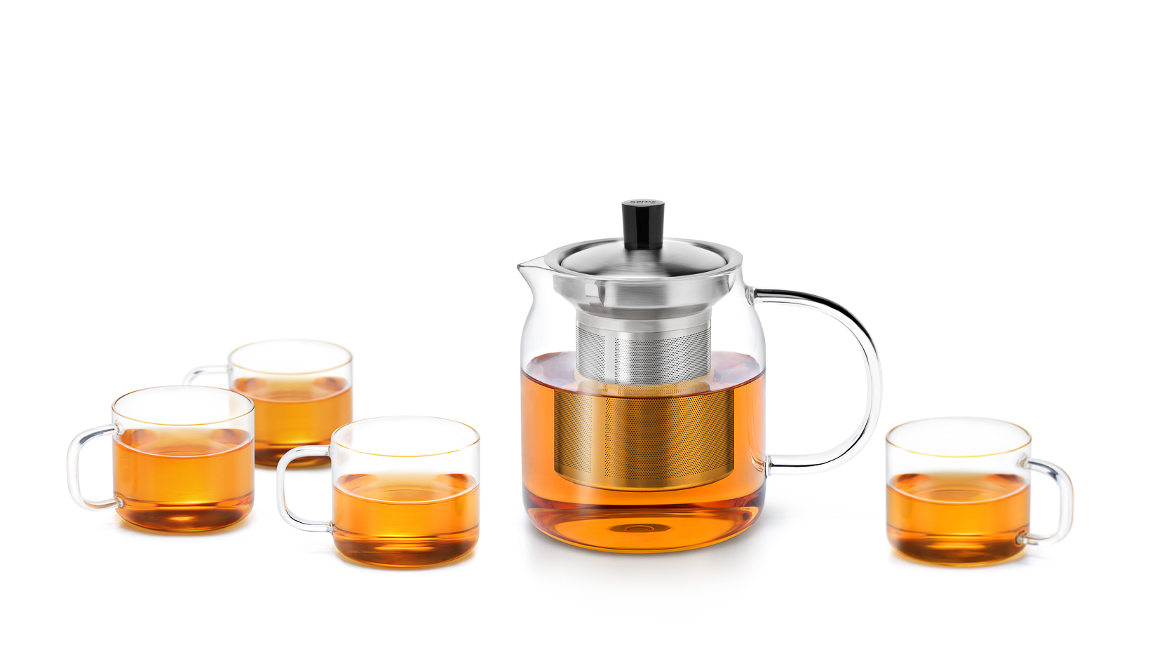 Samadoyo T-104 Glass and Stainless Steel Tea Pot and Cup Set