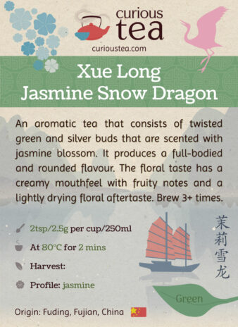 China Fujian Province Xue Long Jasmine Snow Dragon Green Tea Pouch