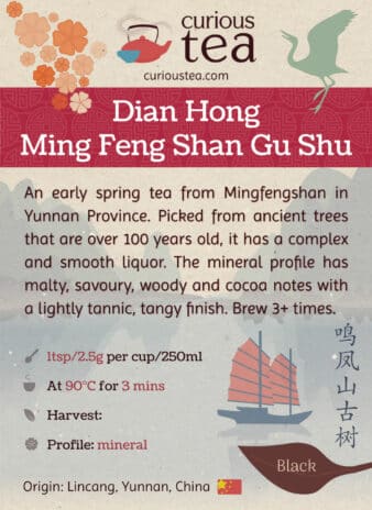 China Yunnan Province Dian Hong Ming Feng Shan Gu Shu Old Tree Black Tea Pouch
