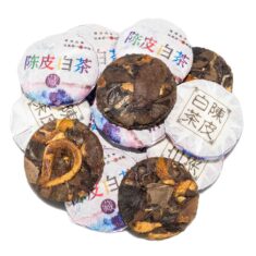 China Fujian Citrus Chen Pi Citrus Shou Mei Mini Cake White Tea