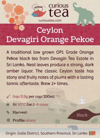 Sri Lanka Ceylon Devagiri Orange Pekoe Black Tea